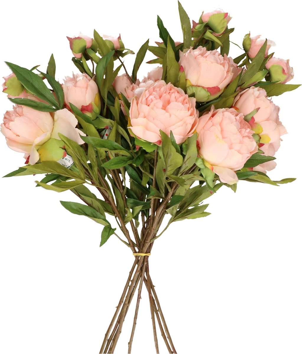 Topart Kunstbloemen boeket pioenroos Spring Dream - licht roze - 73 cm - kunststof steel - decoratie