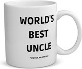Akyol - world's best uncle it's true we checked koffiemok - theemok - Oom - werelds beste oom - verjaardag - cadeautje voor oom - oom artikelen - kado - geschenk - 350 ML inhoud