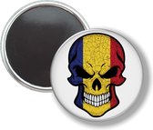 Button Met Magneet - Schedel Vlag Roemenië - NIET VOOR KLEDING