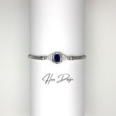 Hare Design Blauw Steen 925 Sterling Zilveren Armband 925 Zilver - Zilveren Armband - Cadeau - Geschenk - Kerst - Moederdag