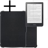 Hoes Geschikt voor Kobo Clara HD Hoesje Bookcase Cover Book Case Hoes Sleepcover Met Screenprotector - Zwart