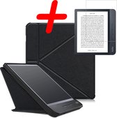 Hoes Geschikt voor Kobo Libra H2O Hoesje Bookcase Cover Hoes Met Screenprotector - Hoesje Geschikt voor Kobo Libra H2O Hoes Cover Case - Zwart