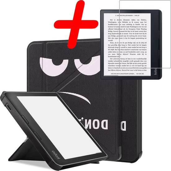 Hoes Geschikt voor Kobo Sage Hoesje Bookcase Cover Hoes Met Screenprotector - Hoesje Geschikt voor Kobo Sage Hoes Cover Case - Don't Touch Me