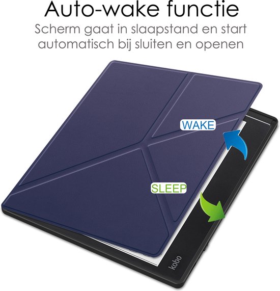 Hoes Geschikt voor Kobo Elipsa 2E Hoesje Bookcase Cover Book Case Hoes Sleepcover Trifold Met Screenprotector - Donkerblauw van Mobiparts — afbeelding 3