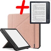 Hoes Geschikt voor Kobo Libra 2 Hoesje Bookcase Cover Hoes Met Screenprotector - Hoesje Geschikt voor Kobo Libra 2 Hoes Cover Case - Rosé Goud