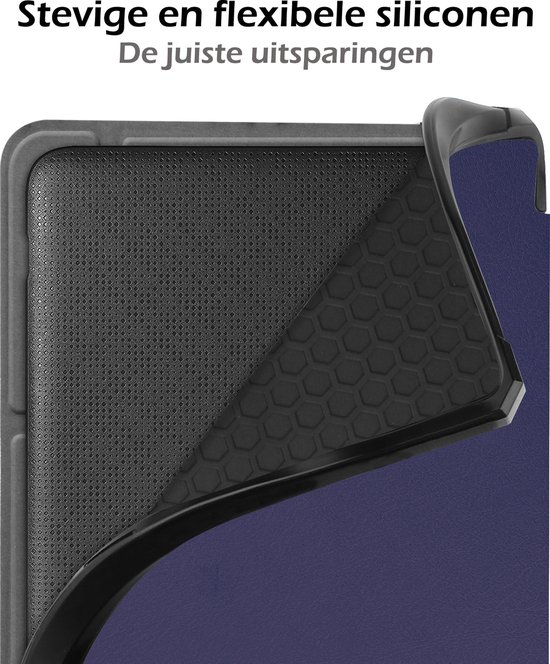 Hoesje Geschikt voor Kobo Libra 2 Hoes Book Case Trifold - Hoes Geschikt voor Kobo Libra 2 Hoesje Book Cover Met Screenprotector - Donkerblauw van Hoesje  — afbeelding 5