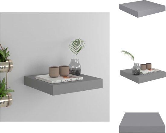 vidaXL Wandplank - Grijs - MDF - 60 x 9 x 3 cm - U-vormig ontwerp - Met