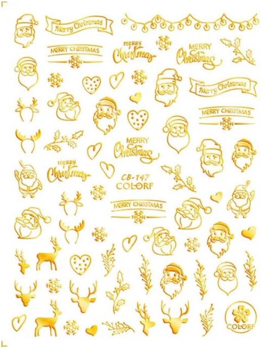 Goedkoopste Kerst Nagelstickers - Kerstmis Nagel Versiering - Sneeuwpop goud - 1 Vel