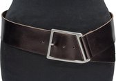 Thimbly Belts Ceinture large pour femme en bronze - ceinture pour femme - 6 cm de large - Bronze - Cuir véritable fleur - Tour de taille : 95 cm - Longueur totale de la ceinture : 110 cm