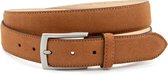 Thimbly Belts Suede broekriem cognac - heren en dames riem - 3.5 cm breed - Cognac - Echt Suede leer - Taille: 105cm - Totale lengte riem: 120cm