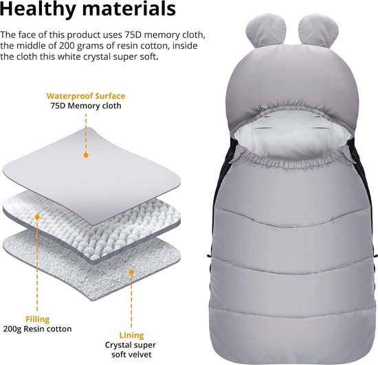 Wintervoetenzak voor kinderwagens, inbakerdekens, wintervoetenzak Babyzitje Buggy, universeel, voetenzak voor kinderwagens, joggers, buggy's, kinderbedje, waterafstotende kinderwagenaccessoires — afbeelding 4