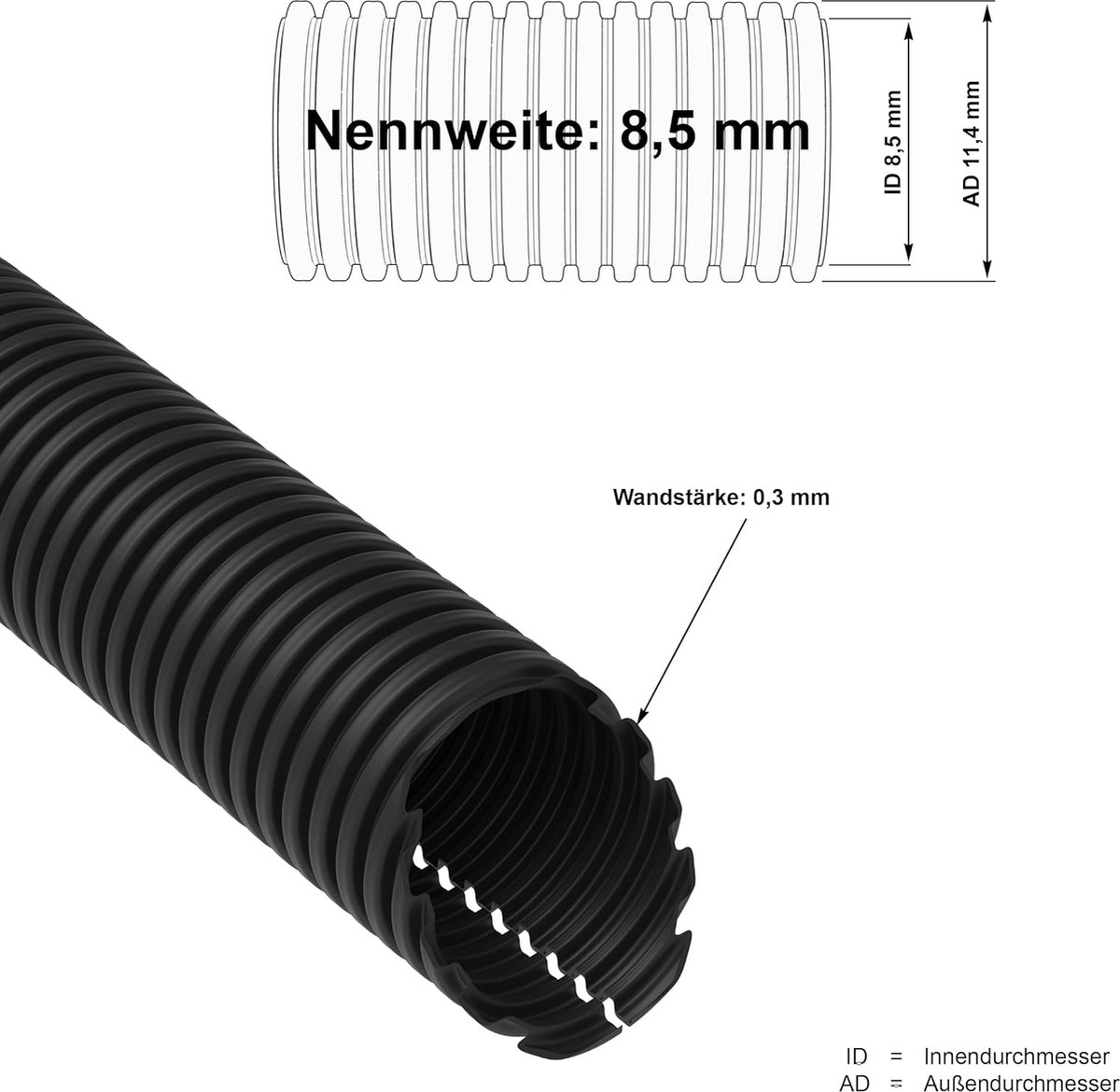 Flexibele installatiebuis - Lengte: 20 meter, Diameter: 1,9 cm, Type: Flexibel, Kleur: Crème