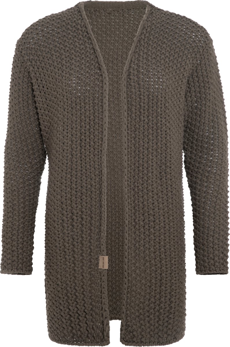 Knit Factory Carry Gebreid Dames Vest - Grof gebreid dames vest - Bruine cardigan - Damesvest gemaak uit 30% wol en 70% acryl - Cappuccino - 36/38