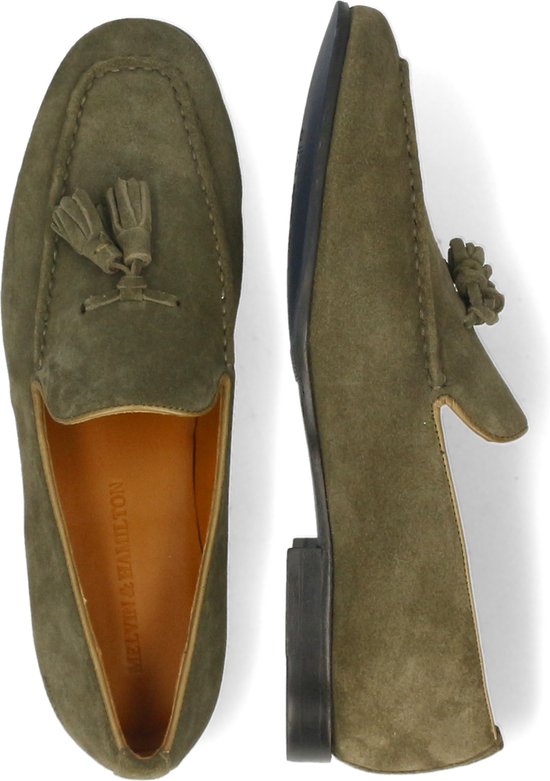 Mocassini Uomo Melvin & Hamilton Clive 20 – Scarpe Fatte A Mano, Suola In Pelle E Gomma Arancione, Tacco Piatto
