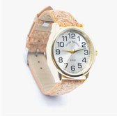 Ecologische Horloge met eerlijke kurk band voor dames, modehorloge - gouden horloge kast WA-398