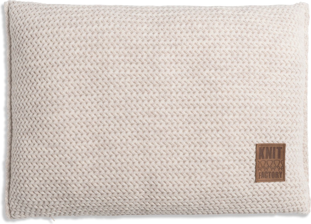 Knit Factory Maxx Sierkussen - Rechthoekig kussen - Kussen woonkamer - Bank kussen - Decoratie kussen - Beige - 60x40 cm - Kussenhoes inclusief kussenvulling