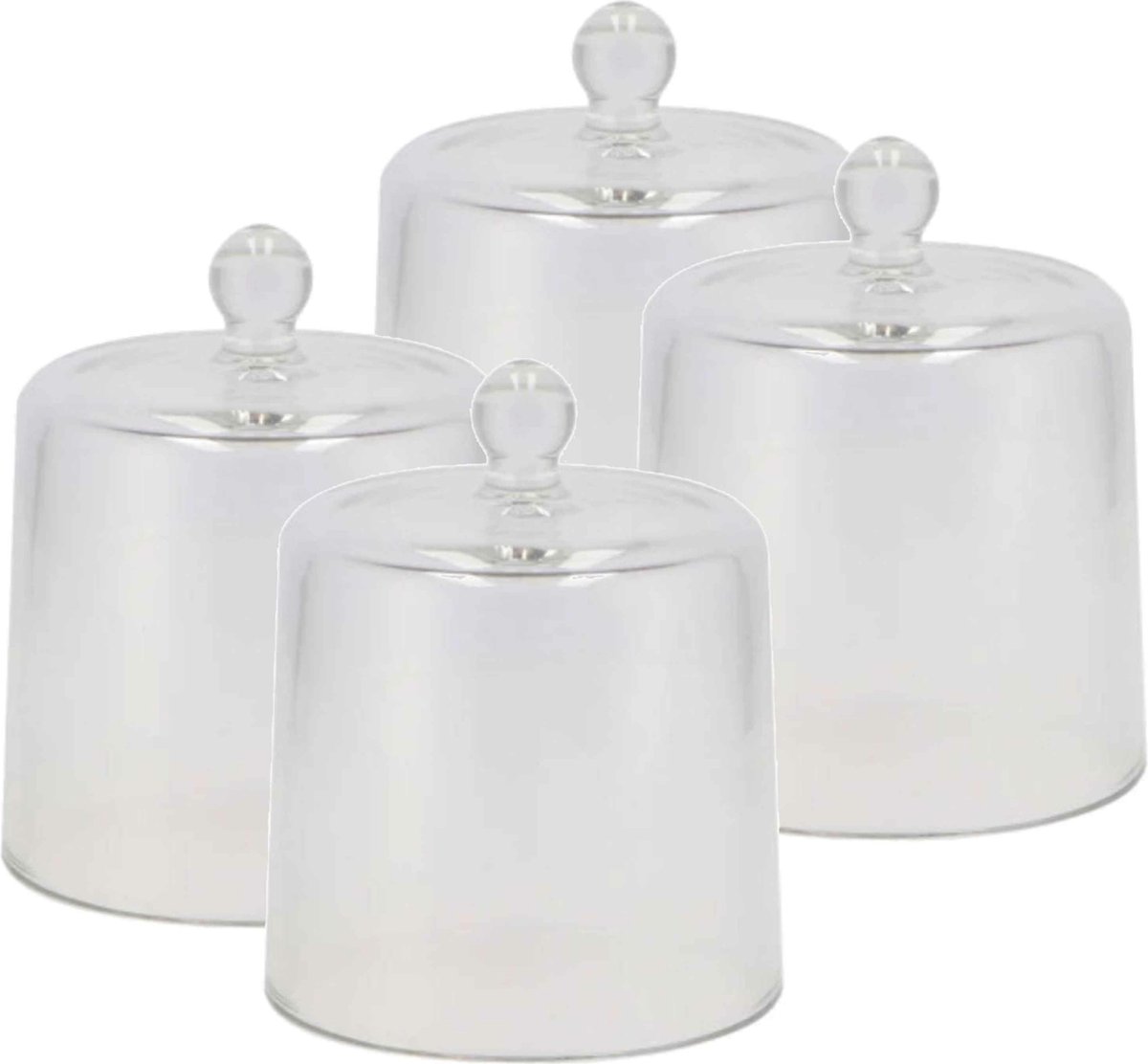 DK Design amuse cloche - 4x stuks - transparant glas - D13 x H16 cm - hapjes stolp - amuseschaaltje