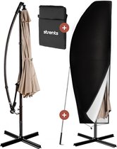 Strents® Parasolhoes voor Zweefparasol - Tot 300cm - Waterdicht - Oxford 420D - Met Rits Zwart