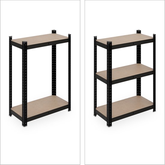 Stellingkast - tot 500 kg - 180x60x30 cm - zwart