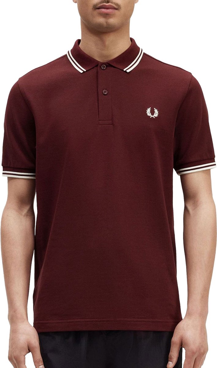 Fred Perry Twin Tipped Poloshirt Oxblood/ Ecru Rood
