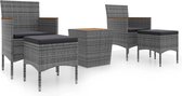 vidaXL - 5-delige - Bistroset - poly - rattan - en - massief - acaciahout - grijs