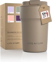 LARS NYSØM - 'Bevægelse' Thermos Coffee Mug-to-go 380ml - BPA-vrij met Isolatie - Lekvrije Roestvrijstalen Thermosbeker - Greige