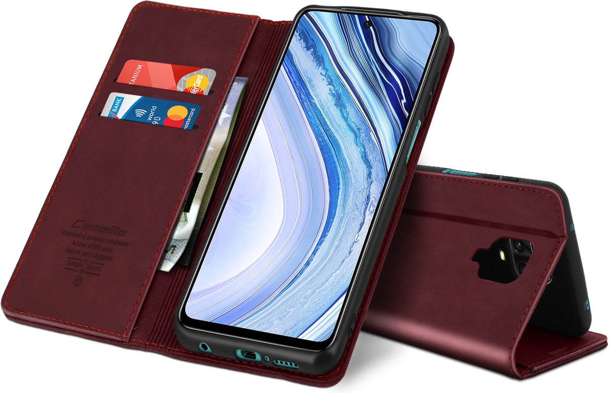 Vintage Hoes voor Redmi Note 9 Pro Max/9Pro/9S Kaarthouder CaseMe Bordeaux