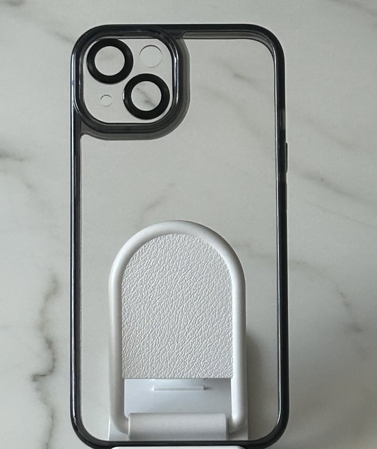 Nano Coating de haute qualité 2,5 mm avec étui lens d'appareil photo - Coque arrière en Siliconen avec Glas intégré pour étui de protection d'objectif d'appareil photo - Convient pour Apple iPhone 13 / iPhone 14 - Zwart/ Transparent