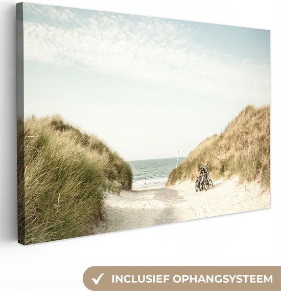 Toile Peinture Plage - Dune - Ciel - 60x40 cm - Décoration murale