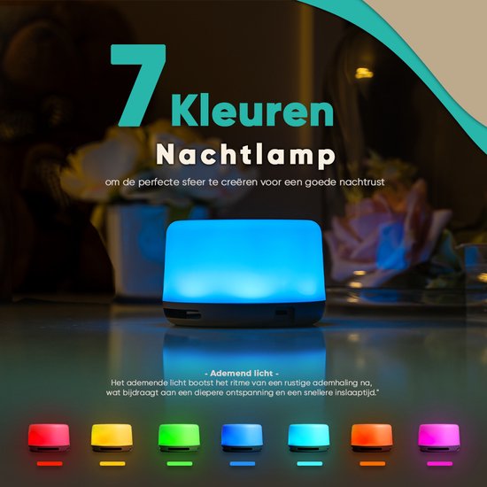 White Noise Machine - Witte Ruis Machine Voor Baby en Volwassenen - Slaaptrainer - Bluetooth - Slaaphulp Met 24 Rustgevende Geluiden van Sleep Mode — afbeelding 4