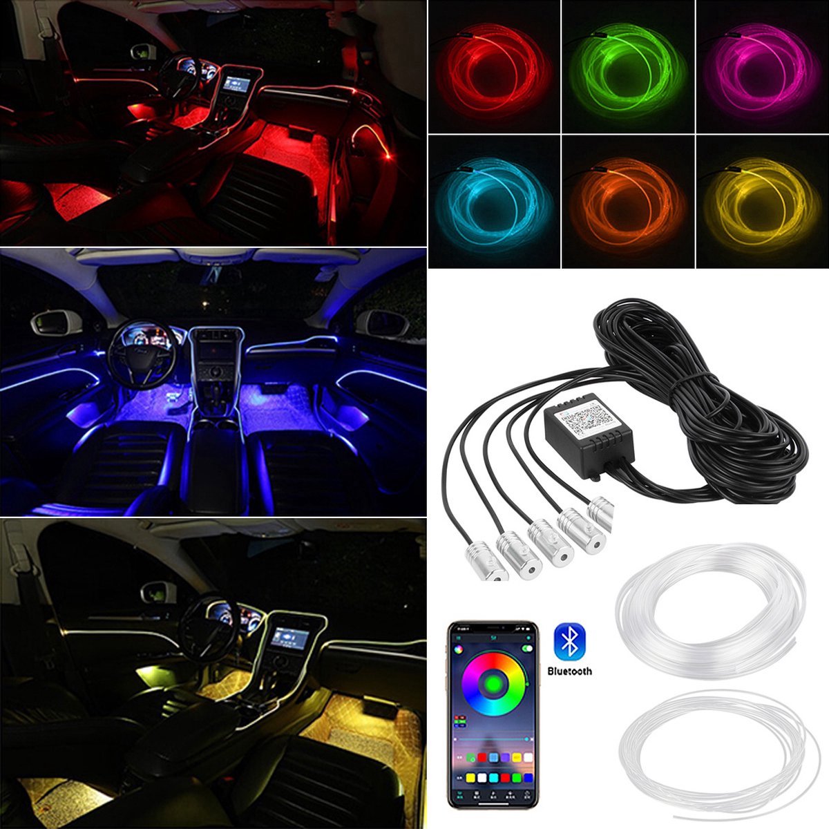 Forever Speed Auto Interieur Verlichting - Led Strip Auto – 6M – Met App – Led Auto Interieur Verlichting - Power Switch