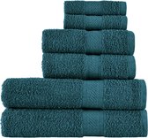 Handdoeken Set, Teal (Blue Green) -2 badhanddoeken, 2 handdoeken en 2 washandjes, dagelijks gebruik 500 GSM ring gesponnen, 100% katoen, zeer absorberend voor badkamer, douche en cadeau (Pack van 6)
