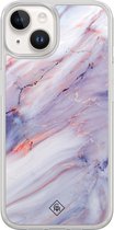 Casimoda® hoesje - Geschikt voor iPhone 14 - Marmer Paars - 2-in-1 case - Schokbestendig - Marble design - Verhoogde randen - Paars, Transparant