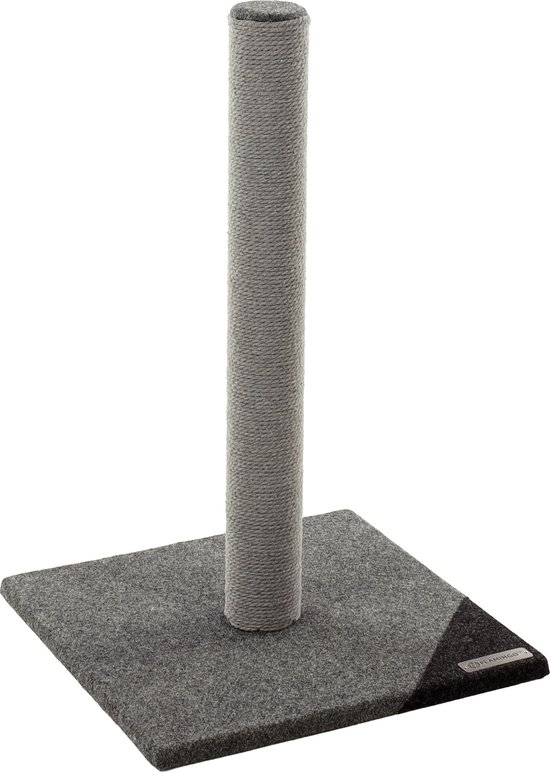 Krabpaal – Flamingo Rex Grijs & Donkergrijs M – 38 × 38 × 60 cm – sisal krabpaal – compact – voor kittens en volwassen katten