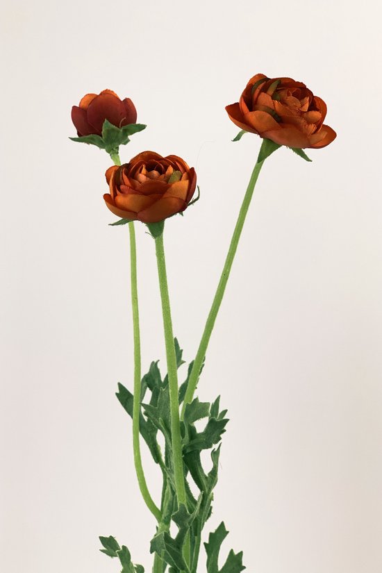 Zijden kunstbloem Ranonkel | Oranje | Lengte 54 centimeter