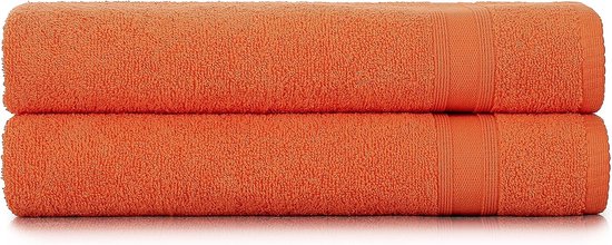 Badhanddoeken oranje | %100 katoen douchehanddoeken badhanddoek set 2-delig | 2x badhanddoeken set (70x140) | zacht en absorberend | kleur: oranje