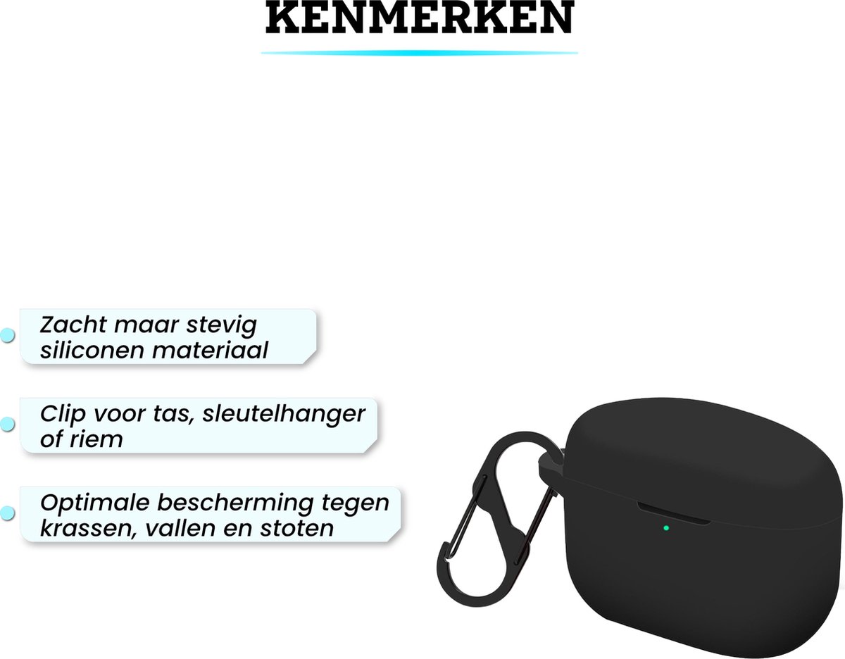 Somstyle Hoesje Geschikt voor Sony WF-1000XM5 Draadloze Oordopjes - Zacht Siliconen met Clip – Zwart – foto 3