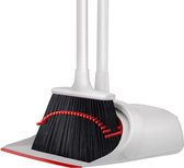 Broom with Handle, Dustpan Set with Teeth and Rubber Lip, Broom and Dustpan Set with Long Handle, Broom Outdoor/Indoor, Dustpan with Long Handle, Space Saving Dustpan for Home, Office