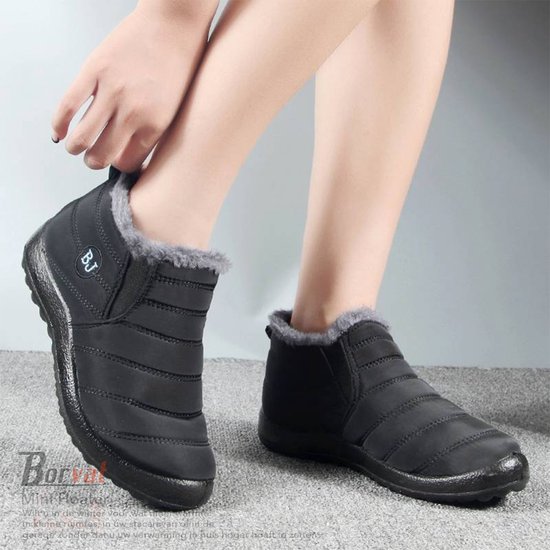 Borvat® - Unisex Schoenen - Winter Sneakers - Lichtgewicht Winterschoenen - Heren / Dames - Vrijetijdsschoenen Met Bont - Zwar - Maat 40 - Borvat®