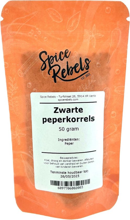 Spice Rebels - Zwarte peperkorrels - zak 50 gram