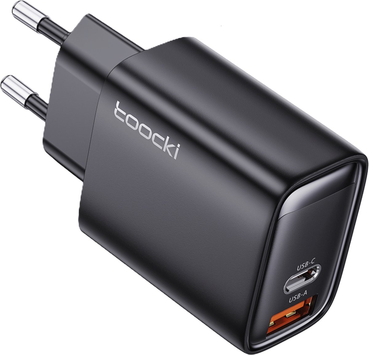 Toocki Oplader 33W 'Quick Charge 4.0' - USB-C PD & USB-A Poort - 33Watt Snellader GaN - Power Delivery - Quick Charge - Tot 4 Keer Sneller - Tegelijkertijd Opladen - voor alle Smartphones, Tablets en Laptops geschikt - ZWART