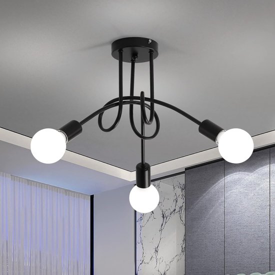 Goeco Plafondlamp - 40 cm - E27 - Industriële - 3-lichts - ophanging - lamp niet inbegrepen