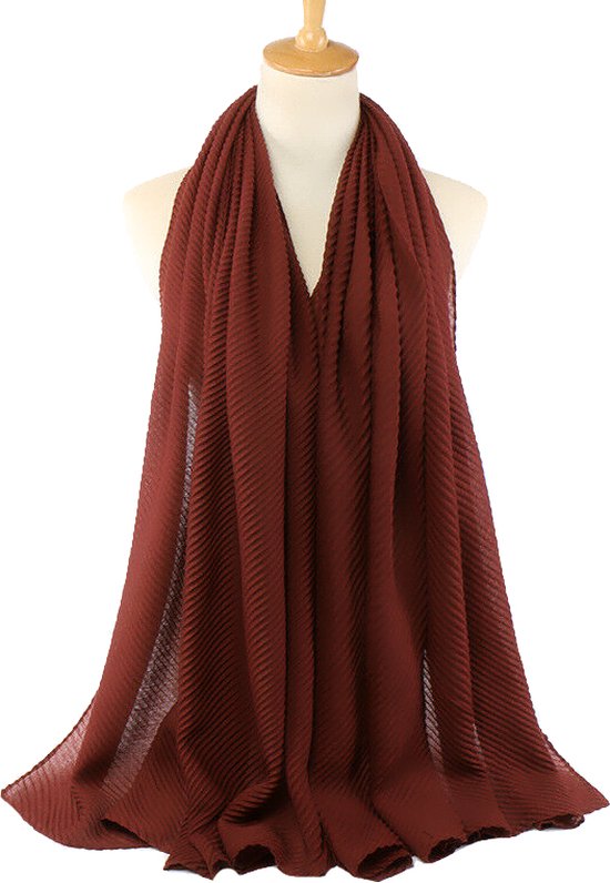 Ribbel / Crinkle Sjaal - Roest Bruin | Sjaal/Hijab/Hoofddoek | Polyester | 180 x 90 cm | Fashion Favorite