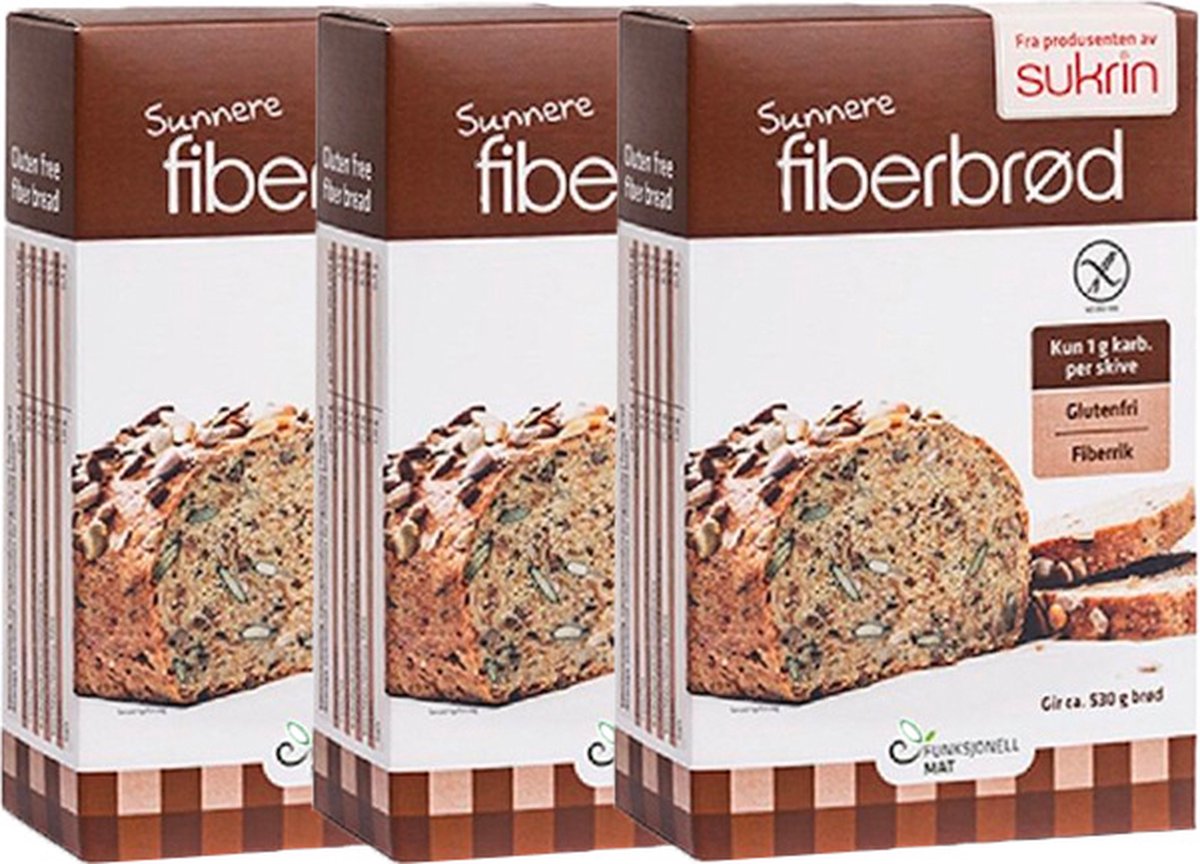 Goedkoopste Sukrin | Broodmix | Fiberbrød | 250G | 3 Stuks | 3 x 250 gram