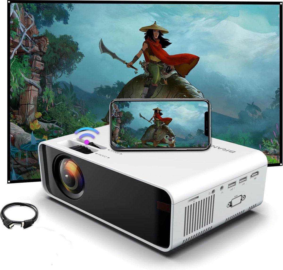 Mini Beamer - Streamen op je telefoon - Input to 1080P Full HD - Projector - Mini Projector - HDMI - USB - Wit - Draagbaar - Ingebouwde speaker