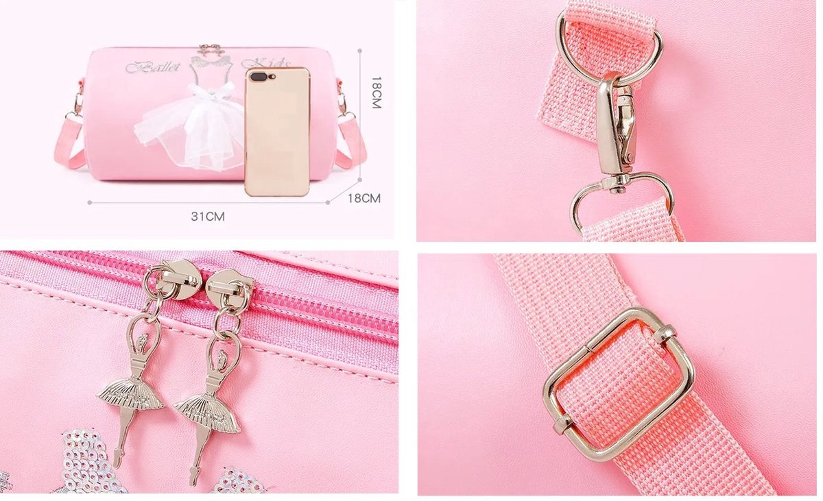 Meisje Kinderen Dans Ballet Zwemtas Prinses Cross-Body Tassen Schoudertassen Rugzak Geborduurde Tote(Roze Meisje Kinderen Dans Ballet Zwemtas Prinses Cross-Body Tassen Schoudertassen Rugzak Geborduurde Tote(Roze