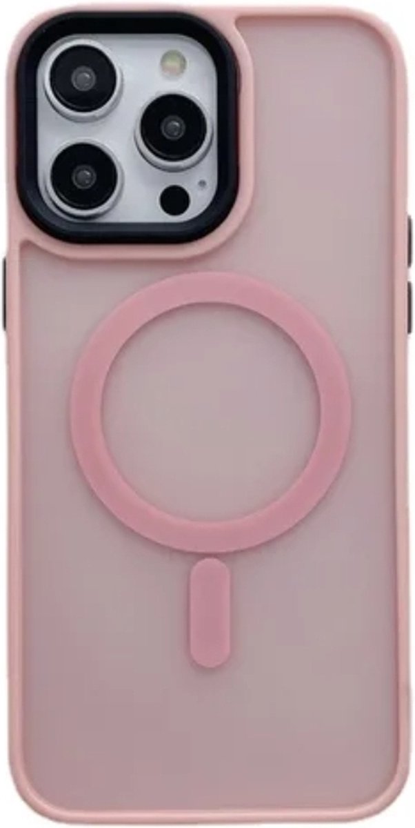 iPhone 15 Pro Max MagSafe hoesje Roze semi transparant - Telefoonhoesje MagSafe iPhone 15 Pro Max Roze semi transparant
