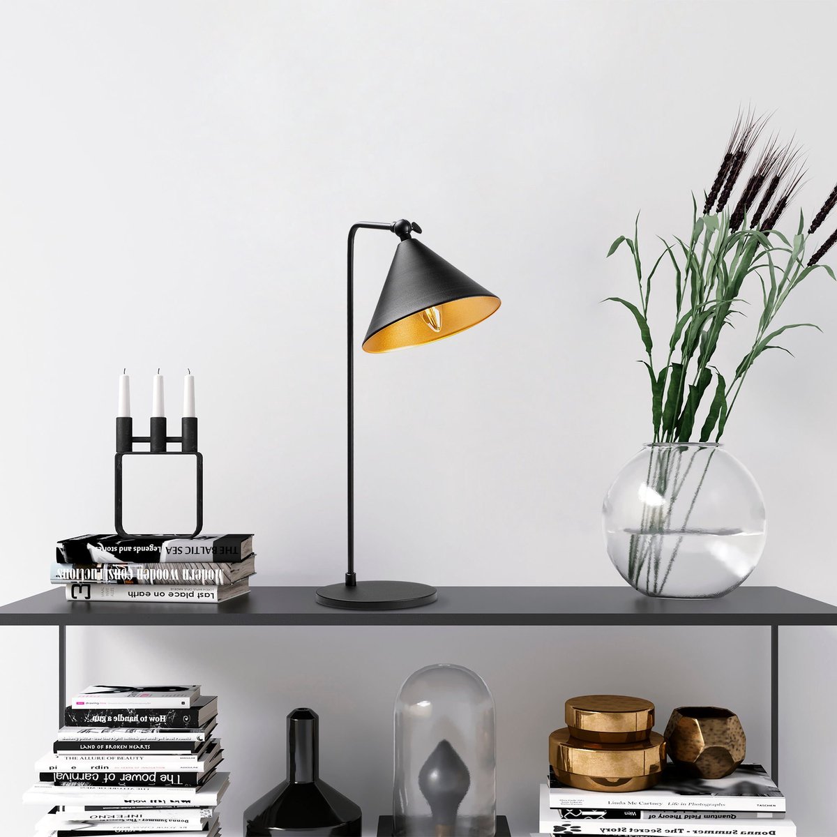 Fulgor tafellamp - metalen frame | zwart antiek
