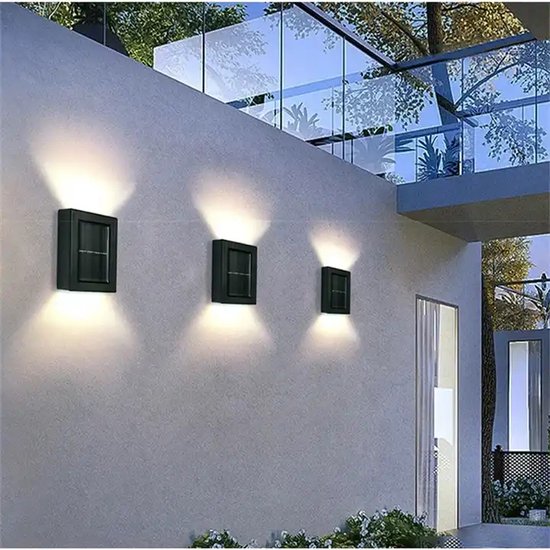 Éclairage Solar de jardin VUBIO - 2 PCS - Éclairage solaire de jardin - Applique Solar pour extérieur - Éclairage supérieur et inférieur - Lumière Wit chaude - 10CM