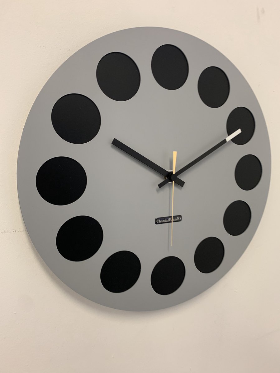 Wandklok CHANTALBRANDO -- GREY & BLACK GT - TORNADO 40 -- MODERN DESIGN --